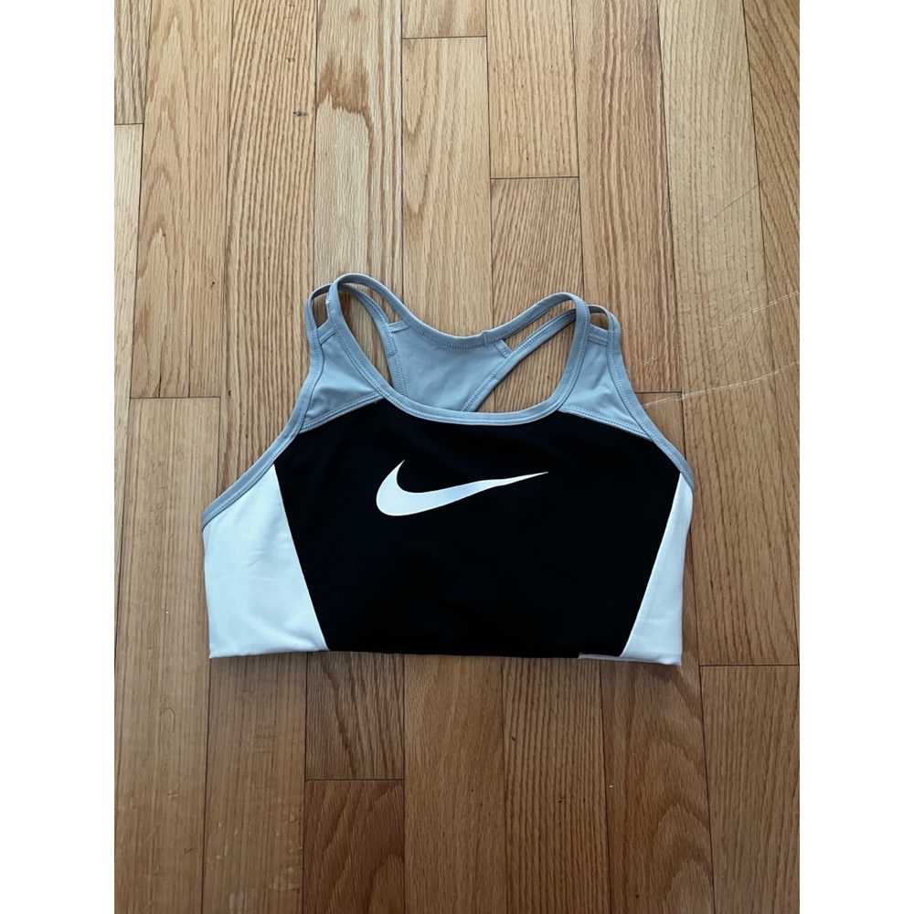 Nike black and white logo sports bra size small